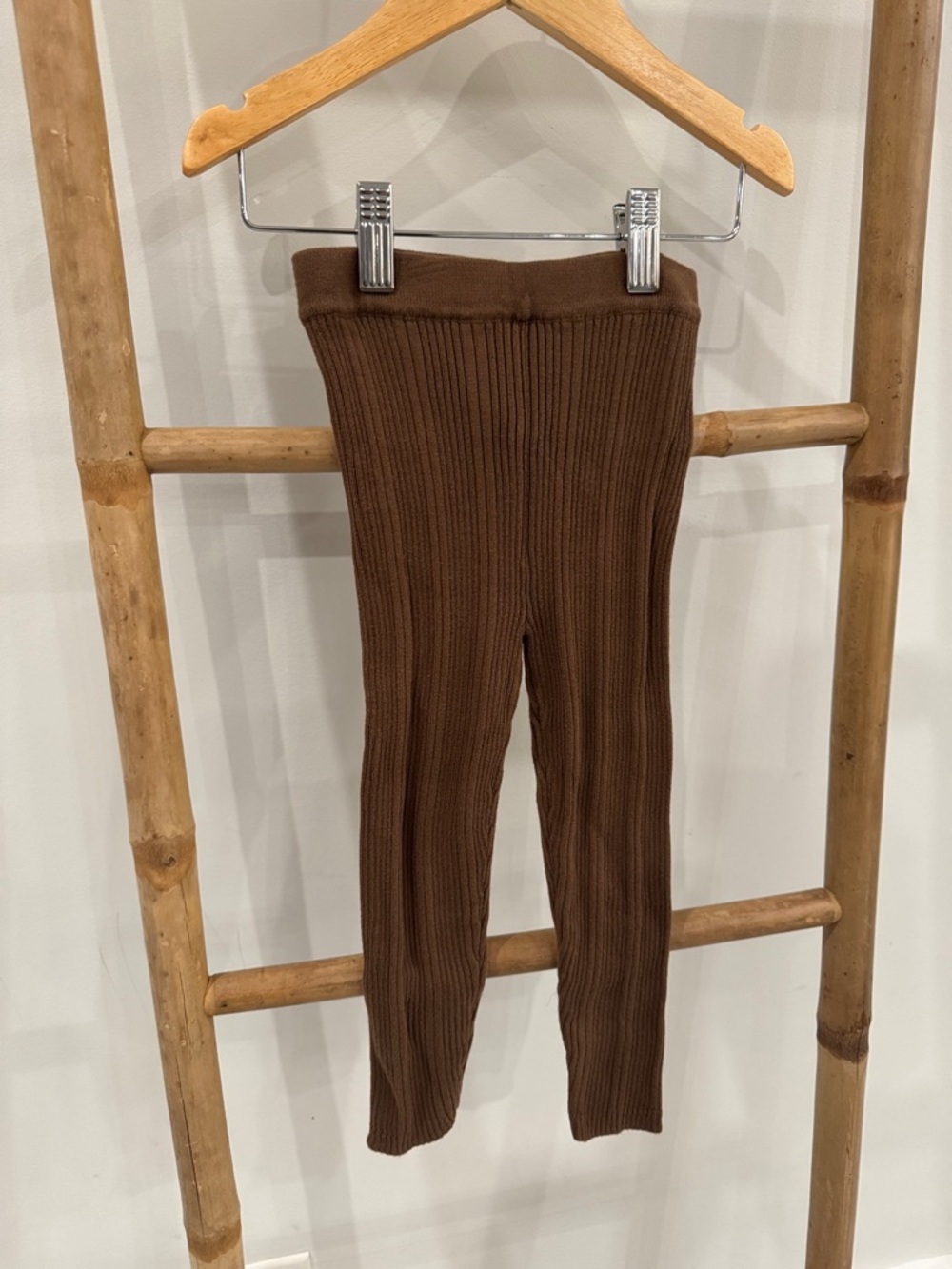 Grown brown Ribbed Knit Kids Leggings